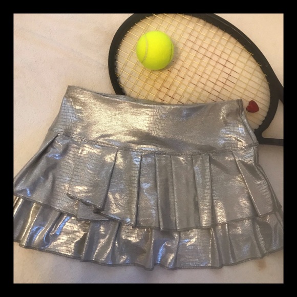 Love Metallic Silver Tennis Skirt Xs 